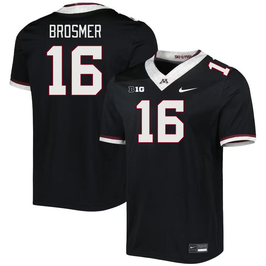 Men #16 Max Brosmer Minnesota Golden Gophers College Football Jerseys Stitched-Black